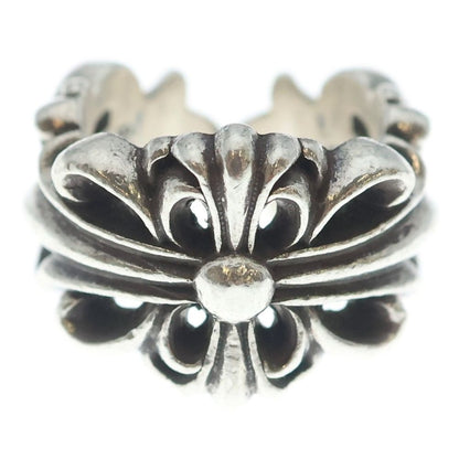 Chrome Hearts Dbl Flrl Crs Double Floral Cross Ring Silver — view 4