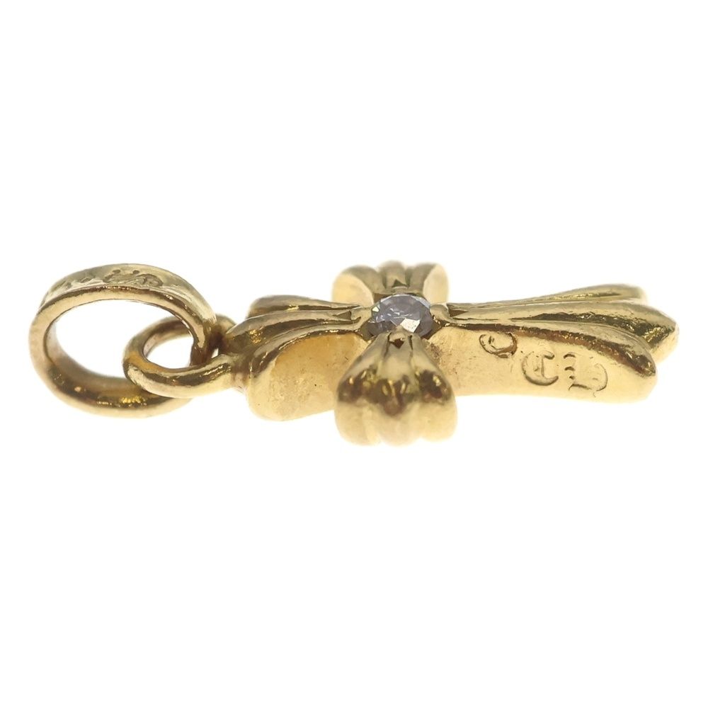Chrome Hearts 22k Crs Baby Fat Dia Fat Cross 1 Diamond on Both Sides Pendant — view 4