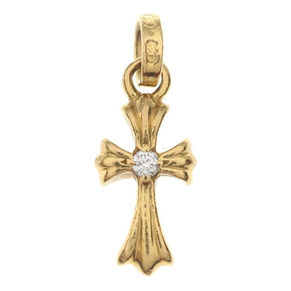 Chrome Hearts 22k Crs Baby Fat Dia Fat Cross 1 Diamond on Both Sides Pendant