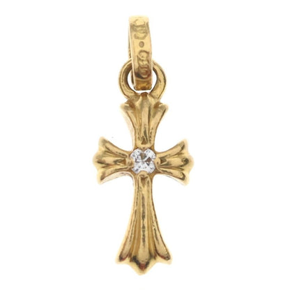 Chrome Hearts 22k Crs Baby Fat Dia Fat Cross 1 Diamond on Both Sides Pendant — view 2