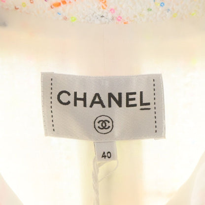 Chanel 24c Multicolor Tweed Sequin Round Collar Long Sleeve Dress White — view 6