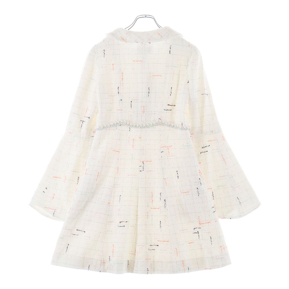 Chanel 24c Multicolor Tweed Sequin Round Collar Long Sleeve Dress White — view 2