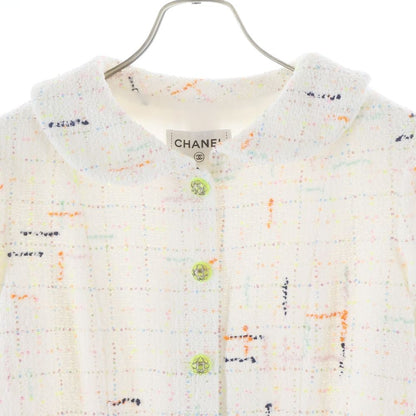 Chanel 24c Multicolor Tweed Sequin Round Collar Long Sleeve Dress White — view 3