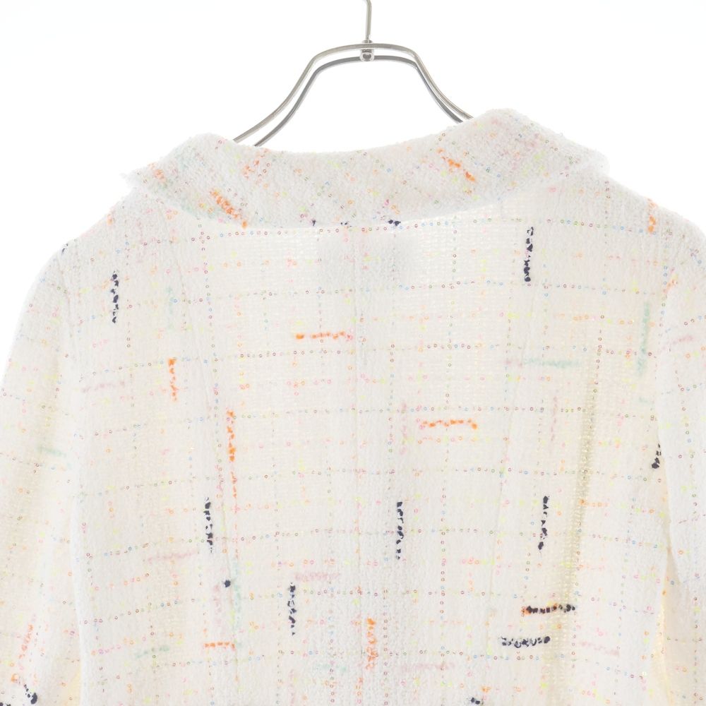 Chanel 24c Multicolor Tweed Sequin Round Collar Long Sleeve Dress White — view 4