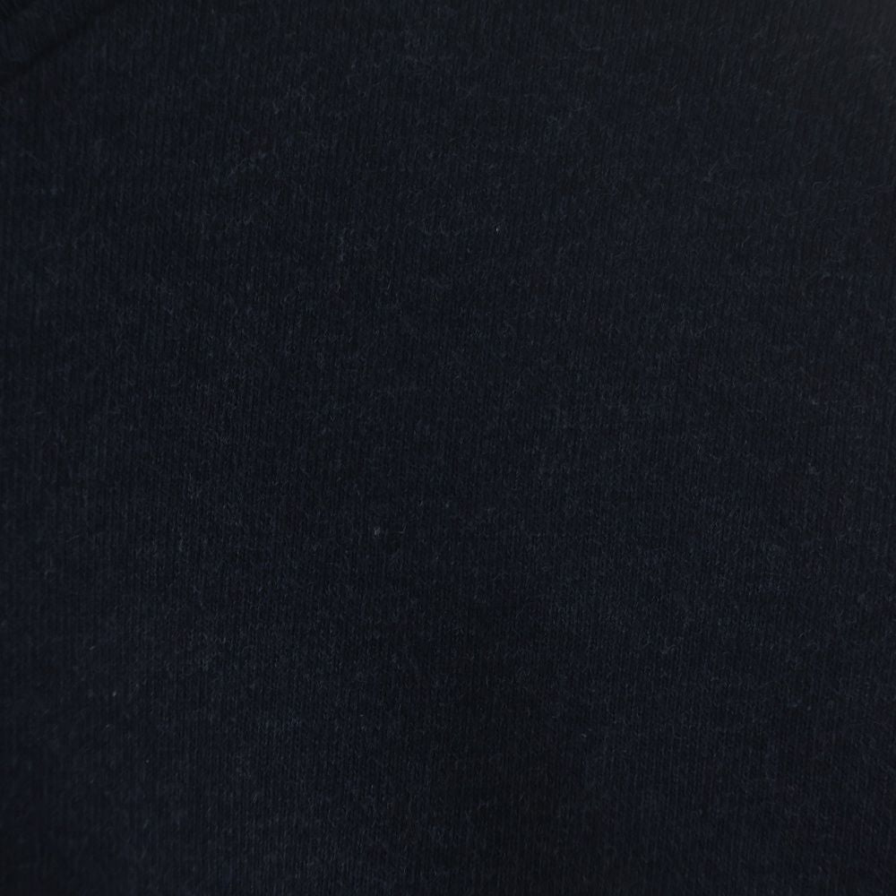 Prada Logo Embroidery Striped Rib Cropped Sweatshirt Navy — view 4