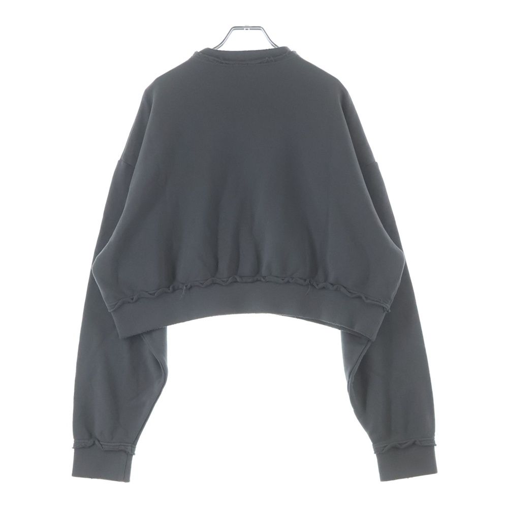 Miu Miu Cutoff Distressed Finished Piece Dyed Logo Short Length Sweatshirt Gray — view 2