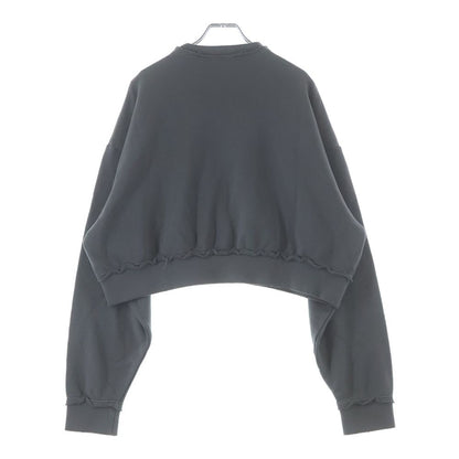 Miu Miu Cutoff Distressed Finished Piece Dyed Logo Short Length Sweatshirt Gray — view 2