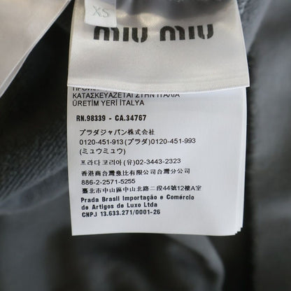 Miu Miu Cutoff Distressed Finished Piece Dyed Logo Short Length Sweatshirt Gray — view 8
