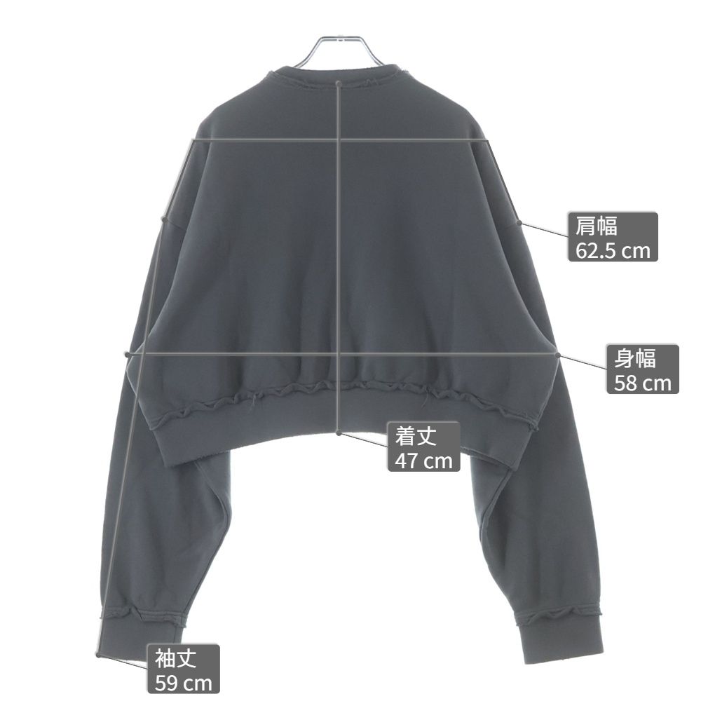 Miu Miu Cutoff Distressed Finished Piece Dyed Logo Short Length Sweatshirt Gray — view 9
