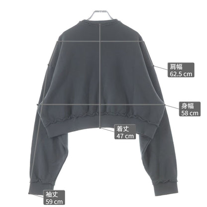 Miu Miu Cutoff Distressed Finished Piece Dyed Logo Short Length Sweatshirt Gray — view 9