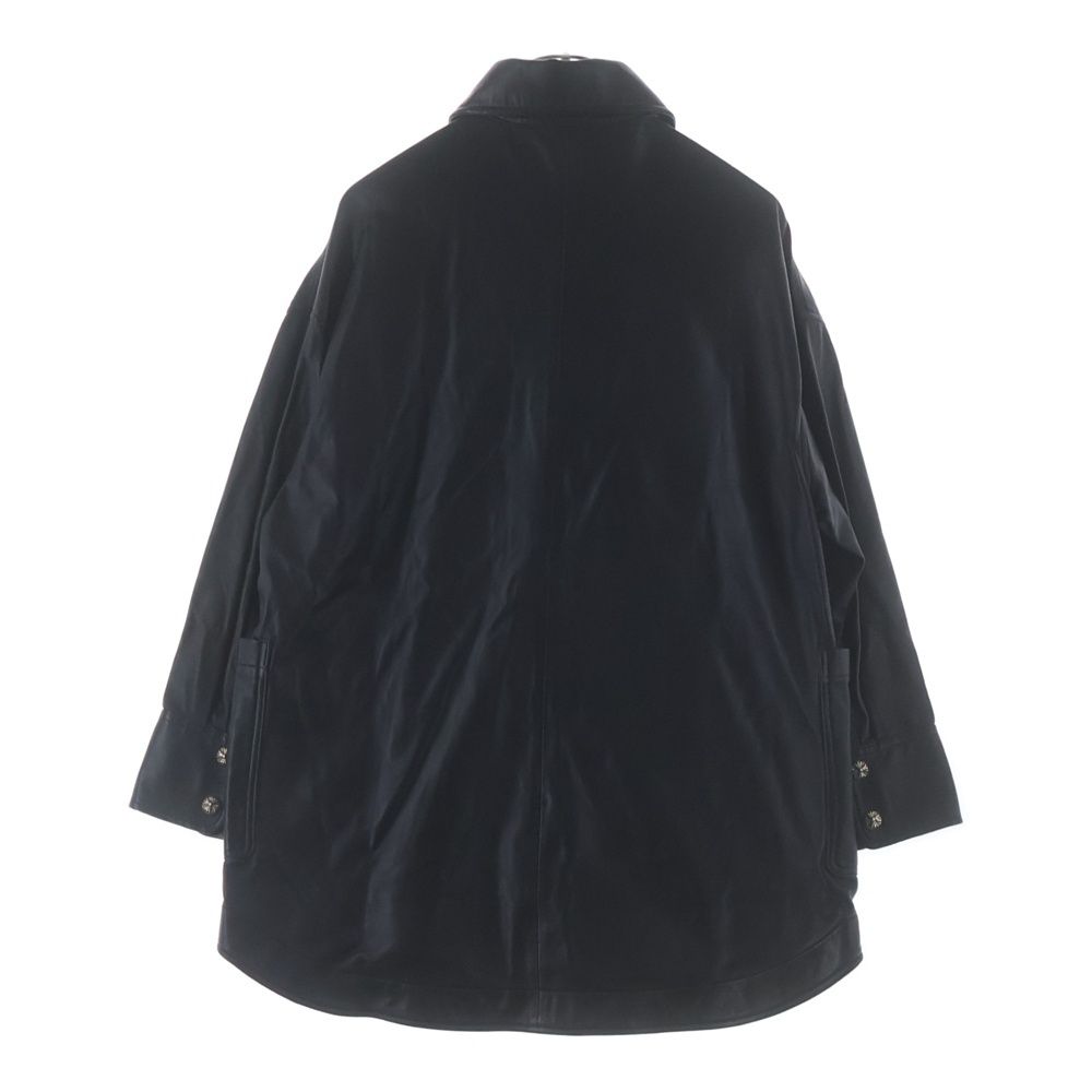 Chrome Hearts Shirt Lthr Cross Ball Button Oversize Leather Long Sleeve Jacket — view 2
