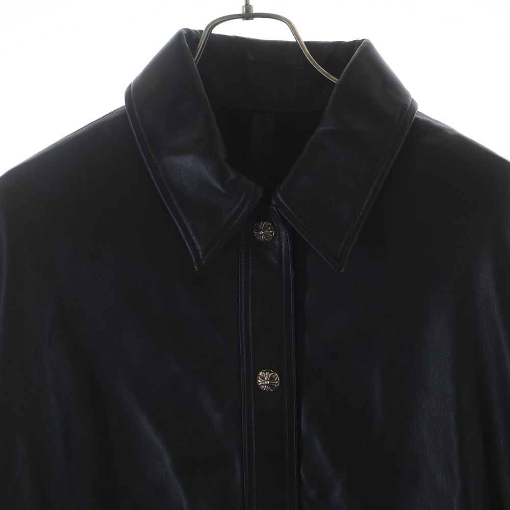Chrome Hearts Shirt Lthr Cross Ball Button Oversize Leather Long Sleeve Jacket — view 3
