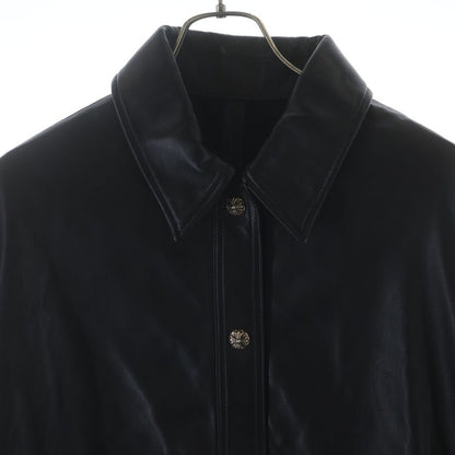 Chrome Hearts Shirt Lthr Cross Ball Button Oversize Leather Long Sleeve Jacket — view 3