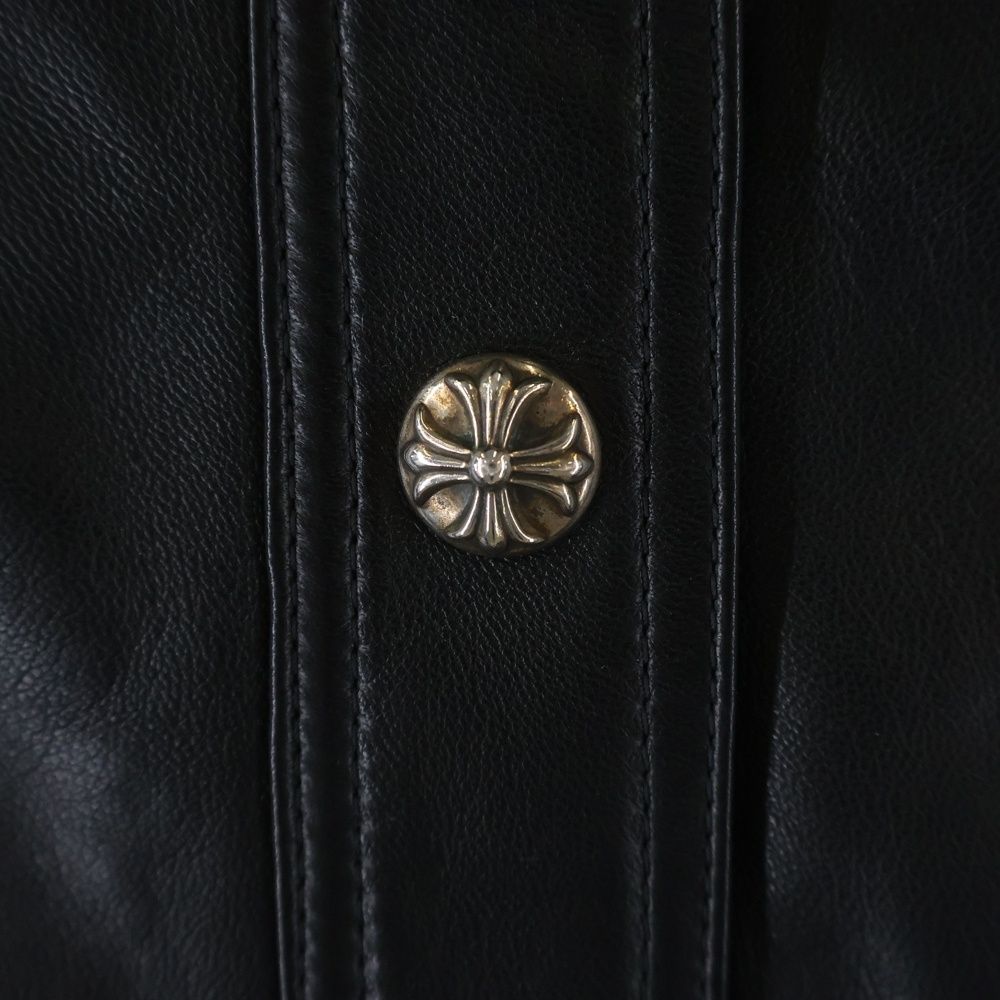 Chrome Hearts Shirt Lthr Cross Ball Button Oversize Leather Long Sleeve Jacket — view 5