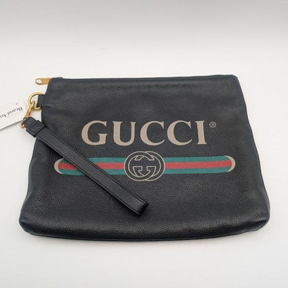 Gucci Interlocking GG Sherry Line Leather Black Clutch