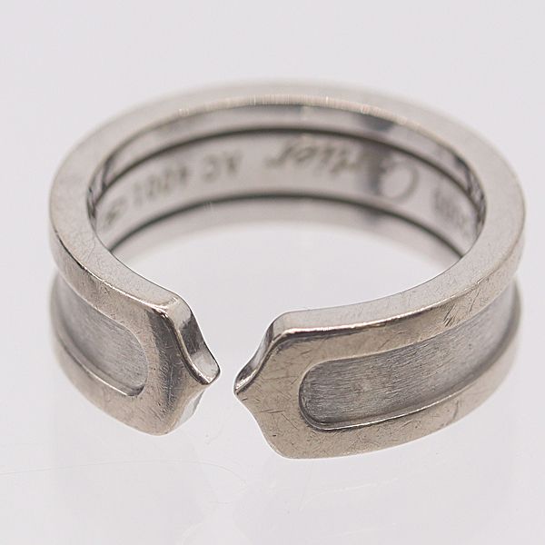 Cartier C2 Ring Silver 18k White Gold 51 Ako Mst Abc — view 2