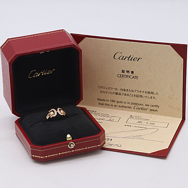 Cartier Box with Certificate 2C Boucles Diamond Ring 18k Gold 52 Ako Mst Abc