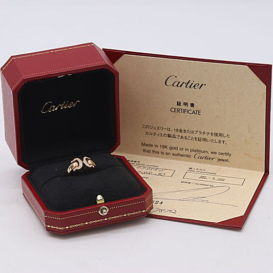 Cartier Box with Certificate 2C Boucles Diamond Ring 18k Gold 52 Ako Mst Abc