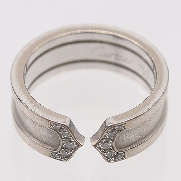 Cartier C2 Diamond Ring Silver 18k White Gold 52 Ako Mst Abc