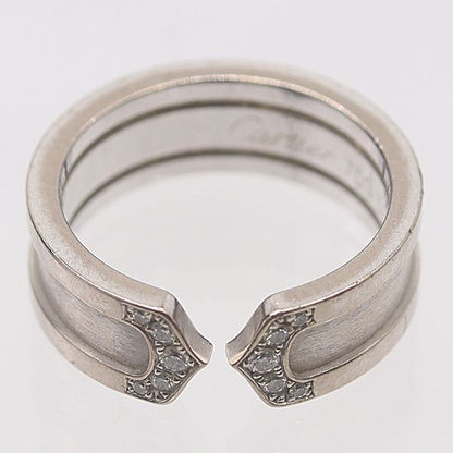 Cartier C2 Diamond Ring Silver 18k White Gold 52 Ako Mst Abc