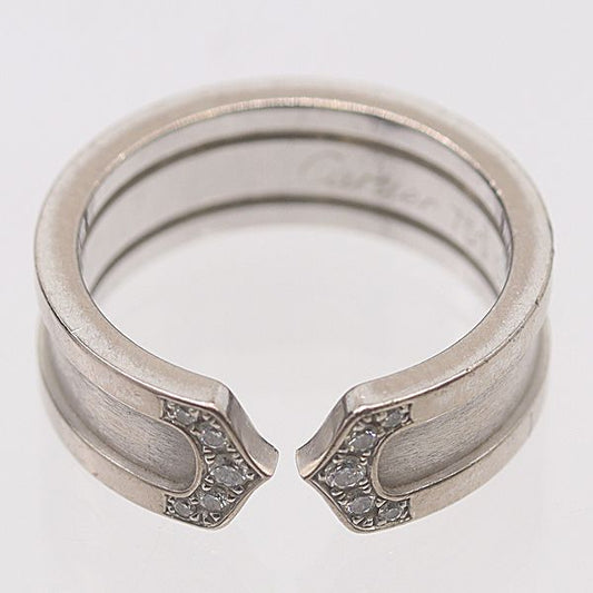 Cartier C2 Diamond Ring Silver 18k White Gold 52 Ako Mst Abc