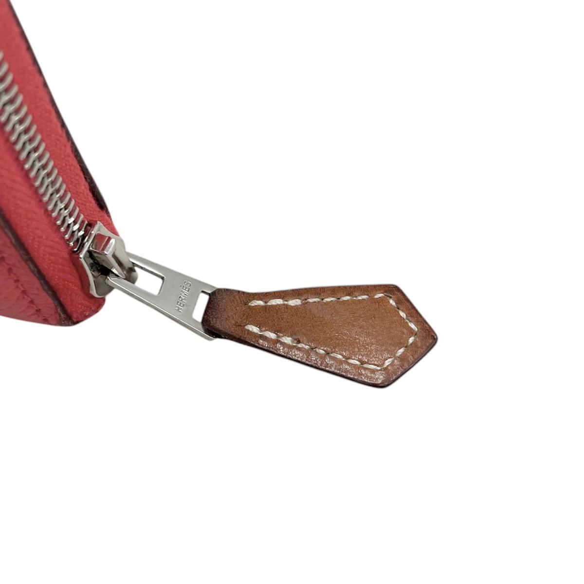 Hermes Wallet Azap Silk in Long Veau Pink Yellow Silver — view 7
