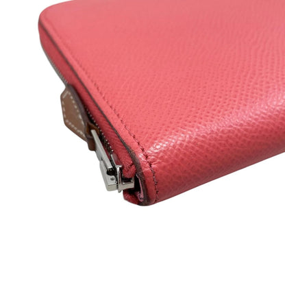 Hermes Wallet Azap Silk in Long Veau Pink Yellow Silver — view 3