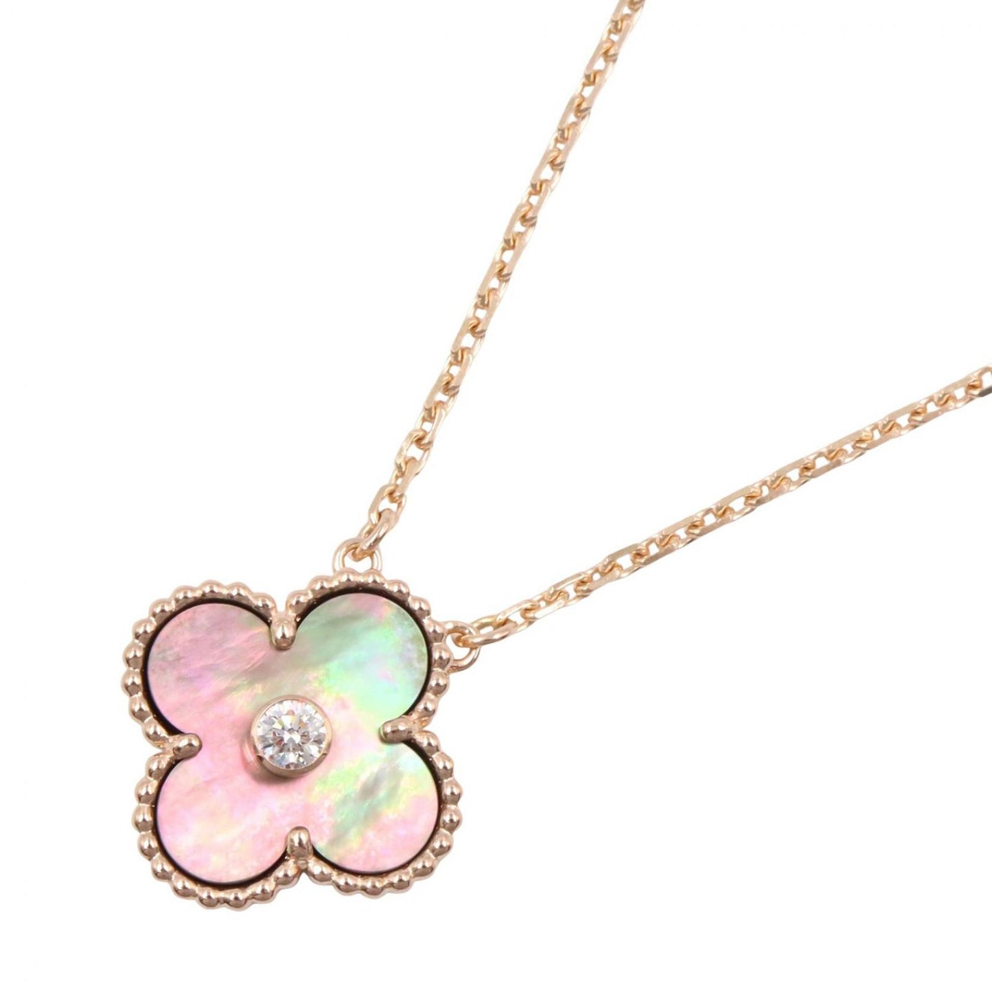 Van Cleef & Arpels Necklace Vintage Alhambra 37 41.5 cm 18k Pink Gold Diamond