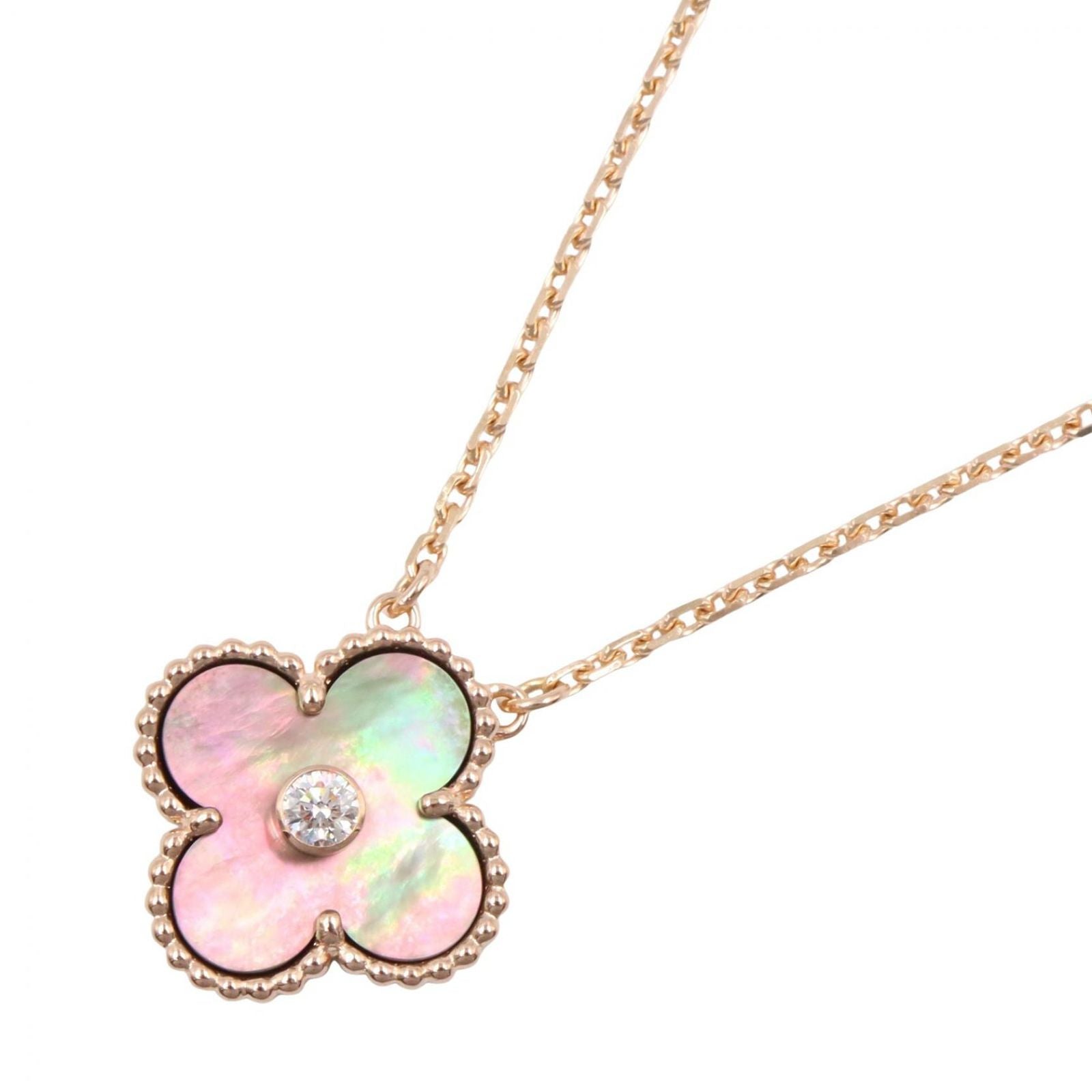 Van Cleef & Arpels Necklace Vintage Alhambra 37 41.5 cm 18k Pink Gold Diamond