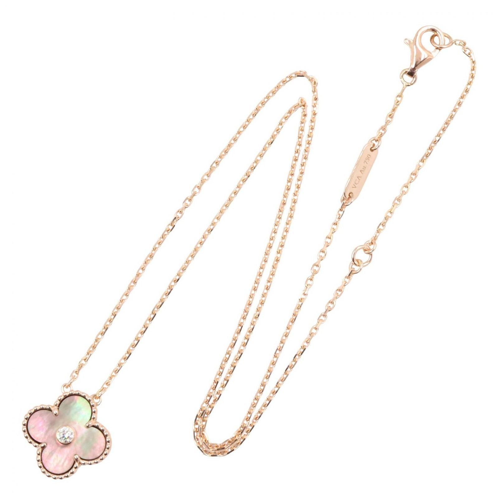 Van Cleef & Arpels Necklace Vintage Alhambra 37 41.5 cm 18k Pink Gold Diamond — view 2