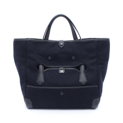 Hermes Tote Passpass 35 Marine Black Canvas Leather