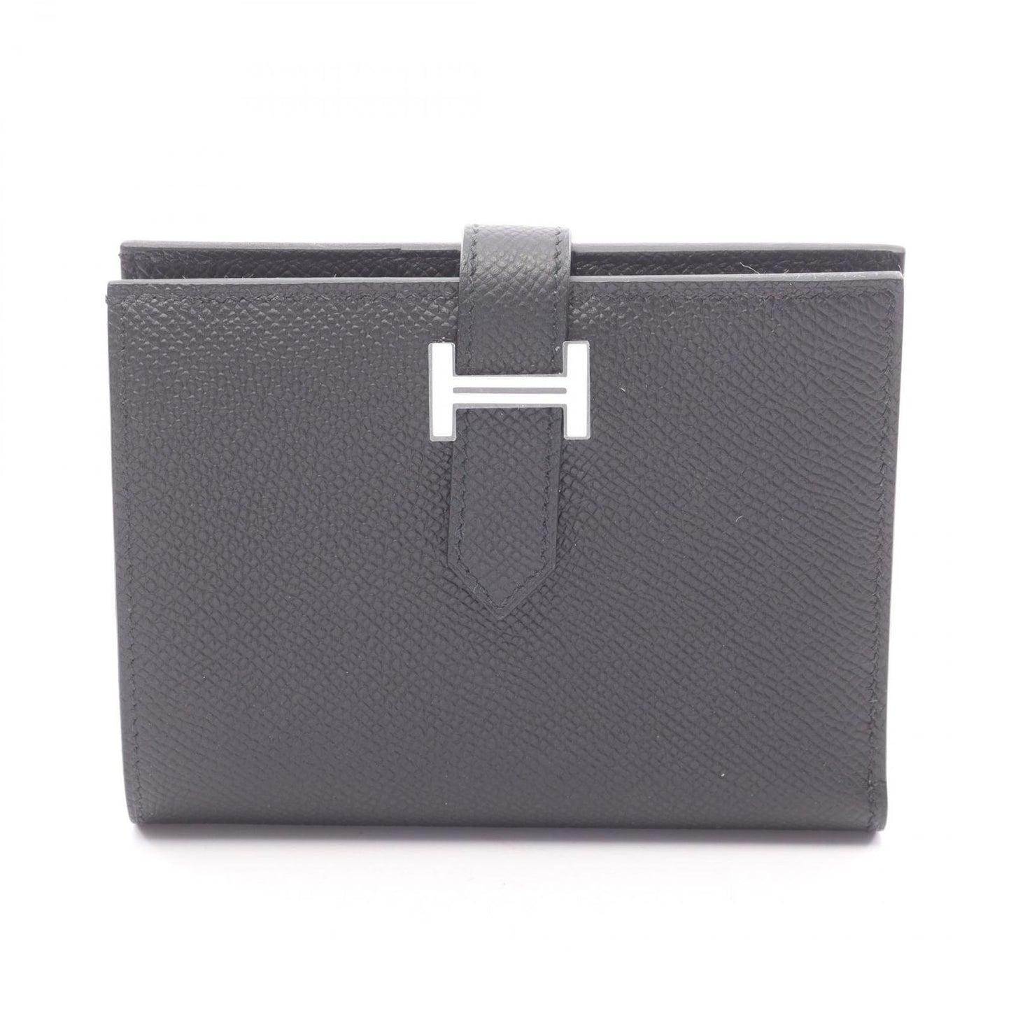 Hermes Bifold Wallet Bearn Compact Black Leather