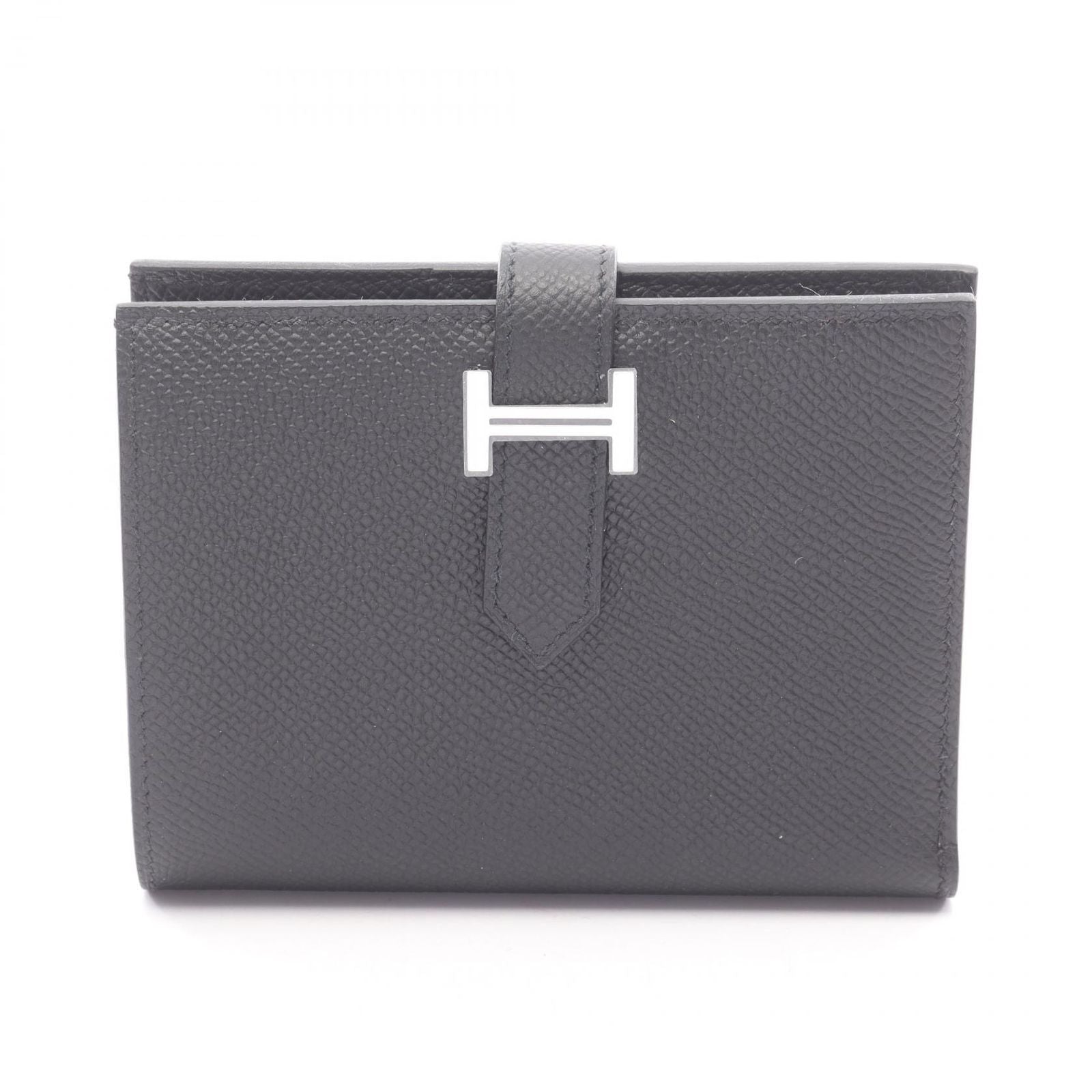 Hermes Bifold Wallet Bearn Compact Black Leather