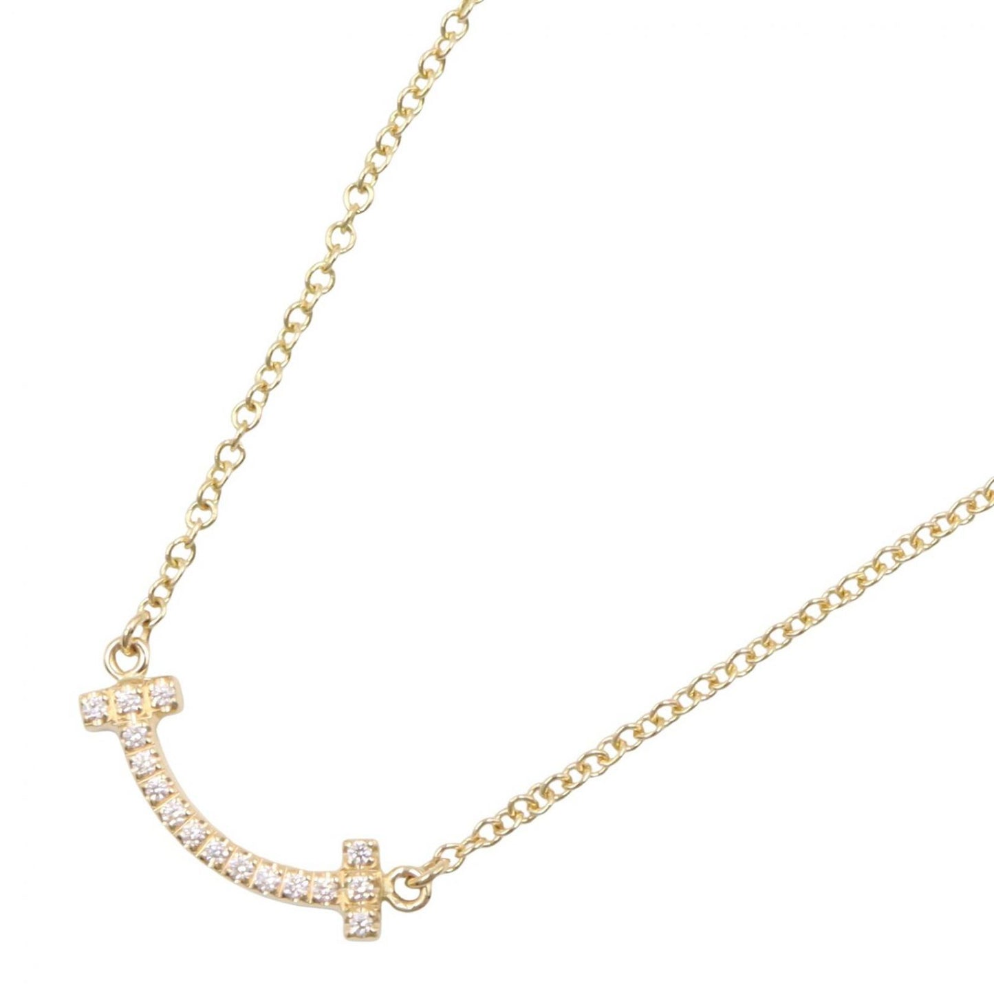 Tiffany & Co Necklace T Smile Mini Diamond 40.5 46 cm 18k