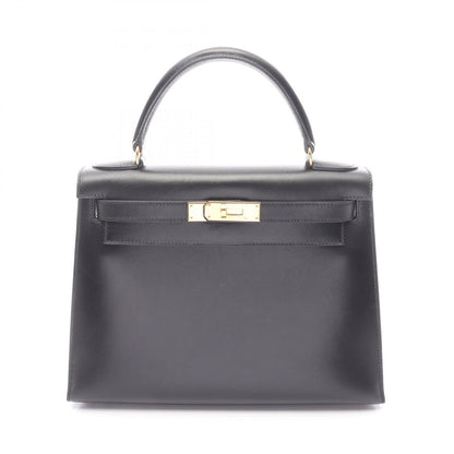Hermes Handbag Kelly 28 Sellier 2-Way Black Calfskin