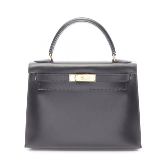 Hermes Handbag Kelly 28 Sellier 2-Way Black Calfskin