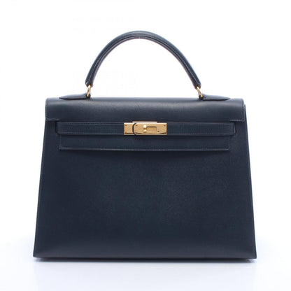Hermes Handbag Kelly 32 Sellier 2-Way Blue Indigo Leather