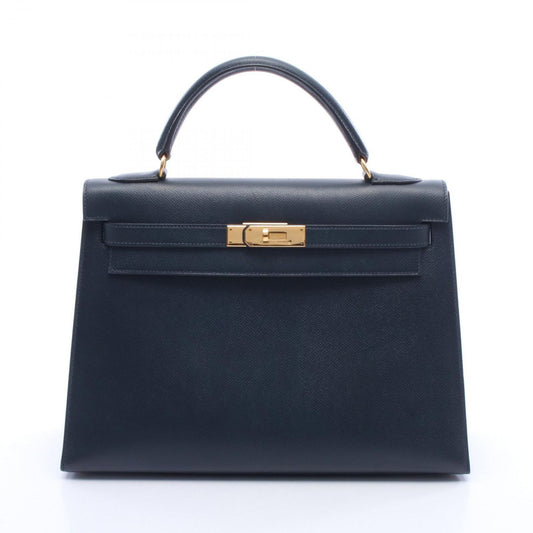 Hermes Handbag Kelly 32 Sellier 2-Way Blue Indigo Leather