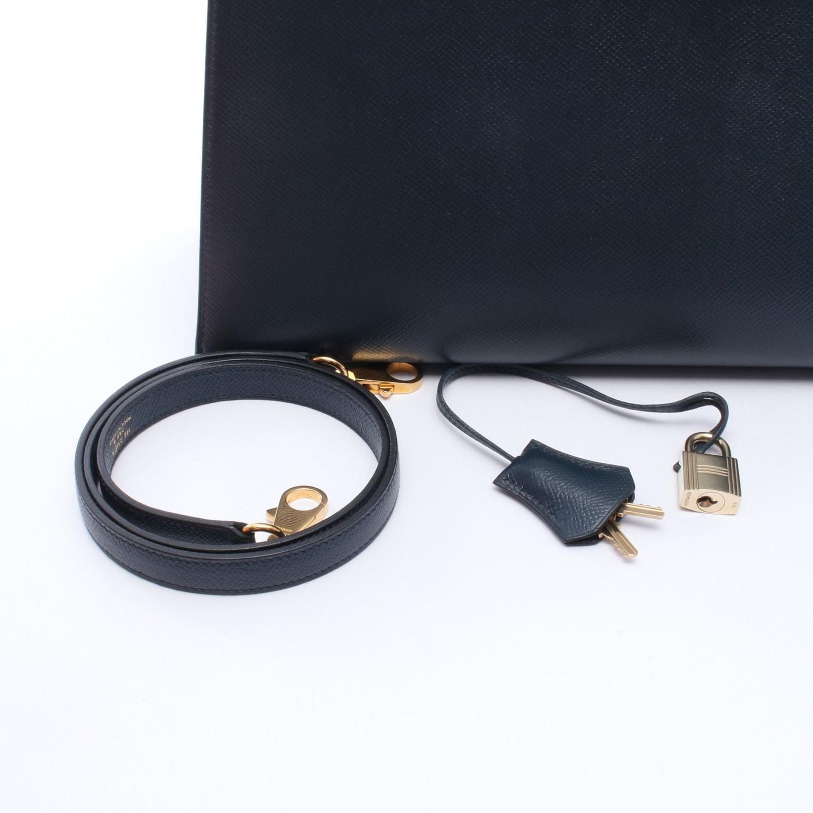 Hermes Handbag Kelly 32 Sellier 2-Way Blue Indigo Leather — view 6