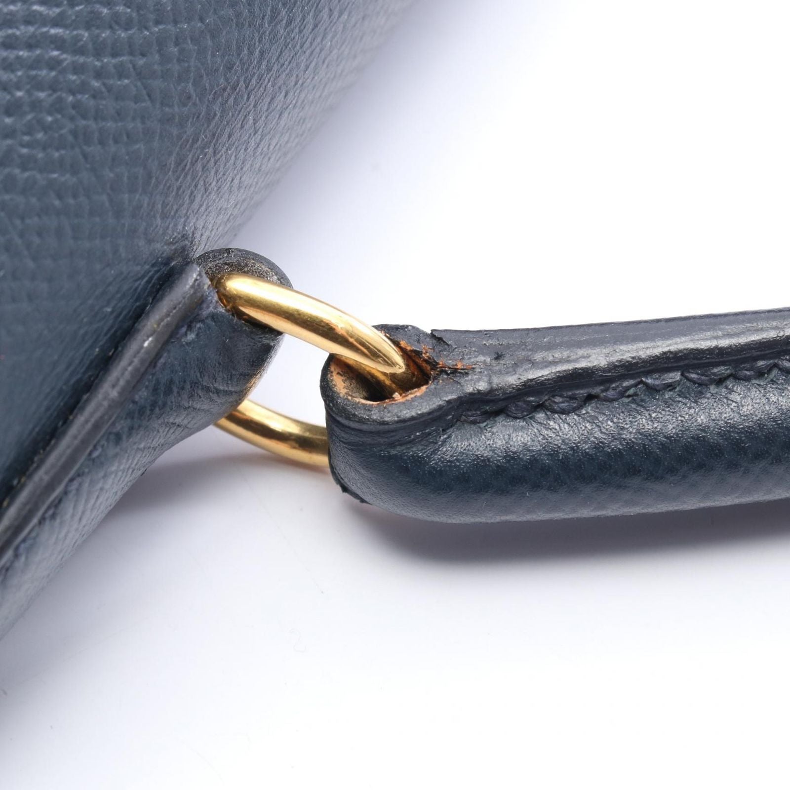 Hermes Handbag Kelly 32 Sellier 2-Way Blue Indigo Leather — view 9