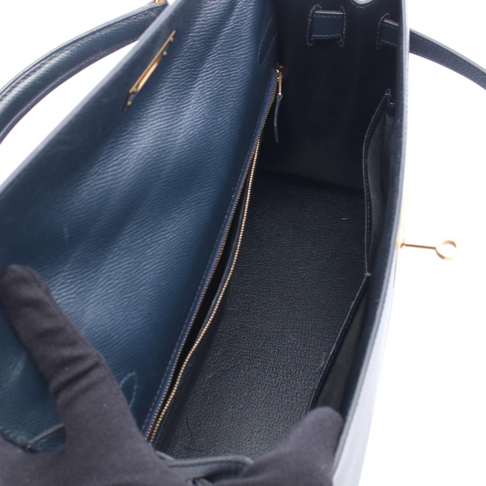 Hermes Handbag Kelly 32 Sellier 2-Way Blue Indigo Leather — view 3