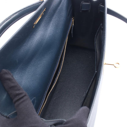 Hermes Handbag Kelly 32 Sellier 2-Way Blue Indigo Leather — view 3