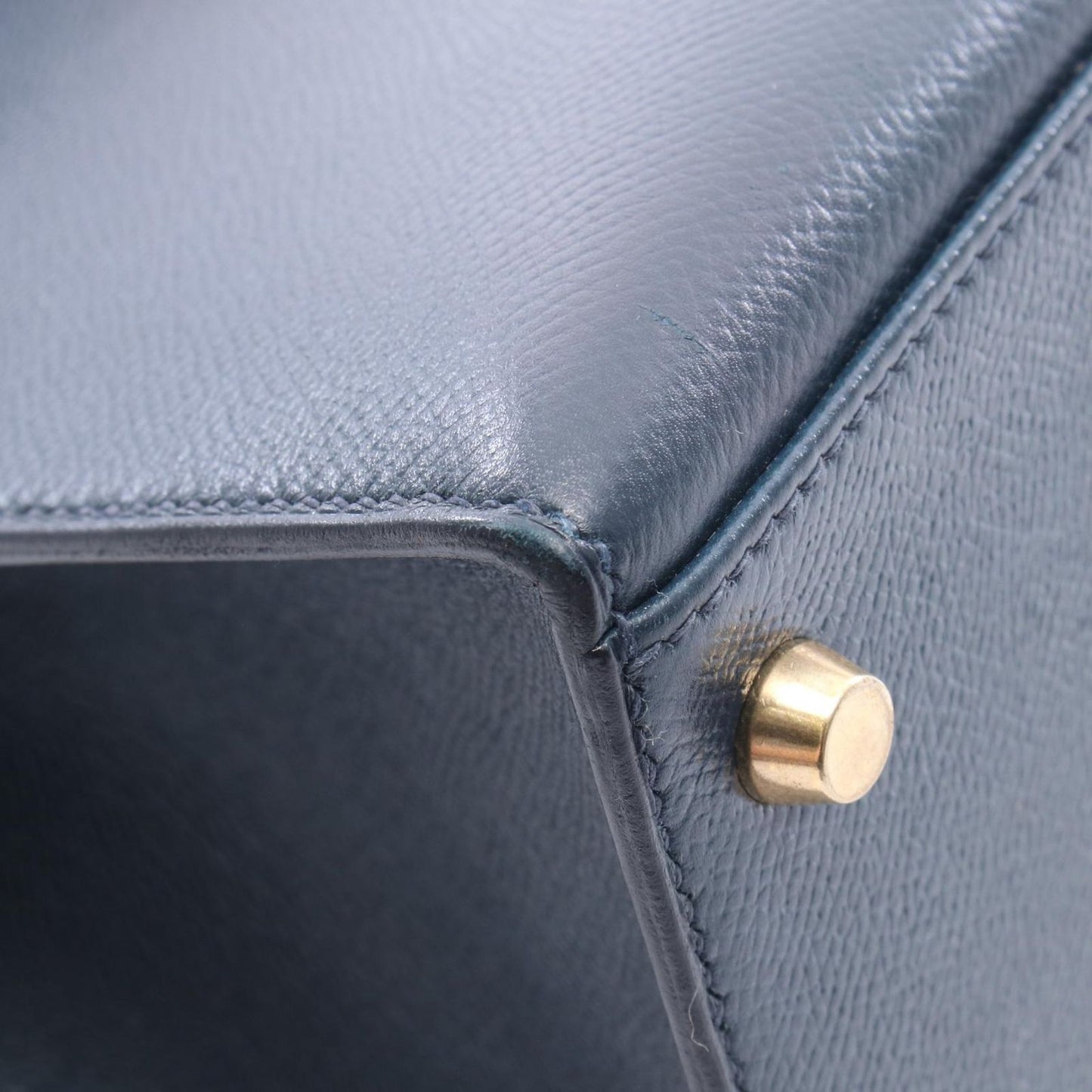 Hermes Handbag Kelly 32 Sellier 2-Way Blue Indigo Leather — view 7