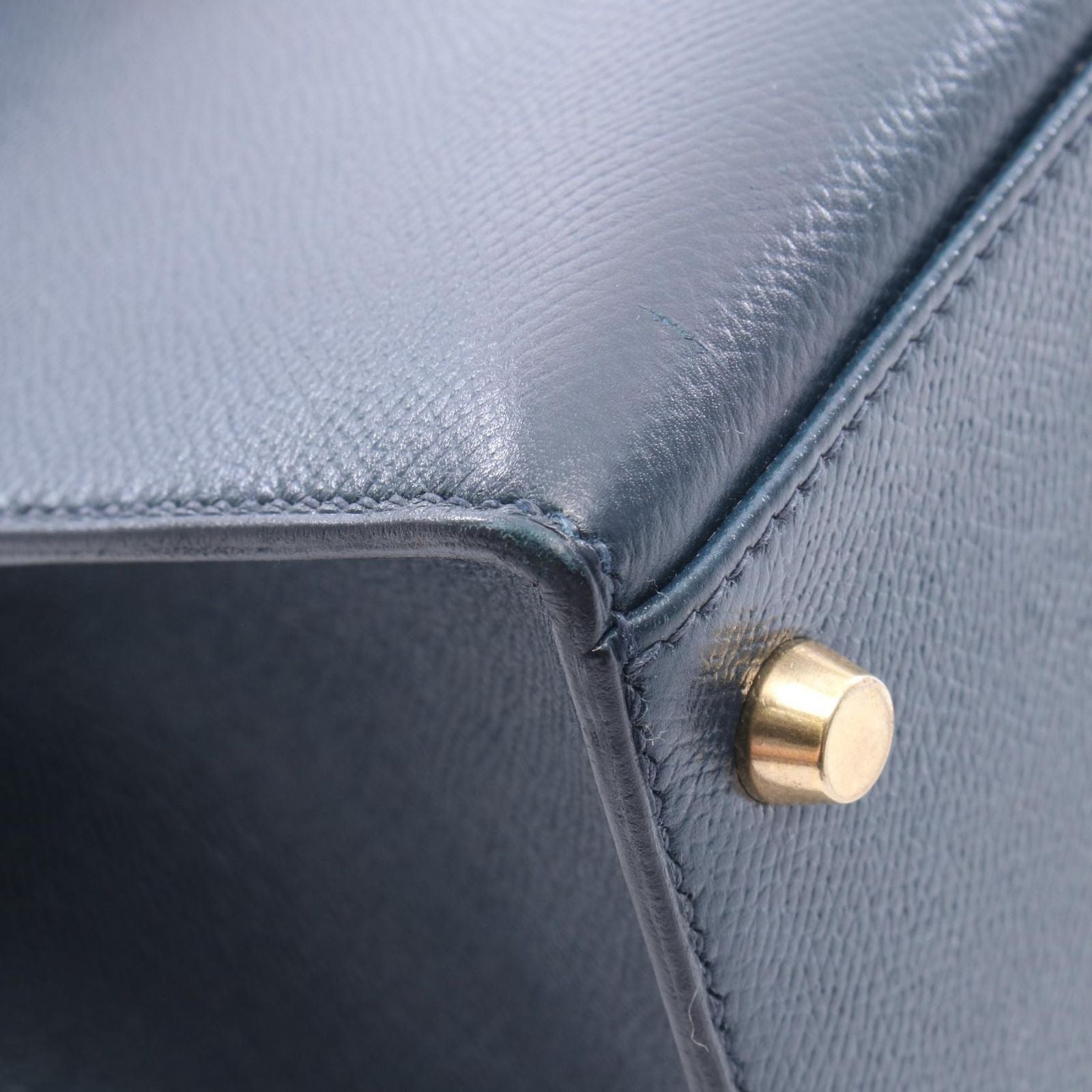 Hermes Handbag Kelly 32 Sellier 2-Way Blue Indigo Leather — view 7