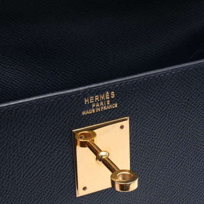 Hermes Handbag Kelly 32 Sellier 2-Way Blue Indigo Leather — view 4