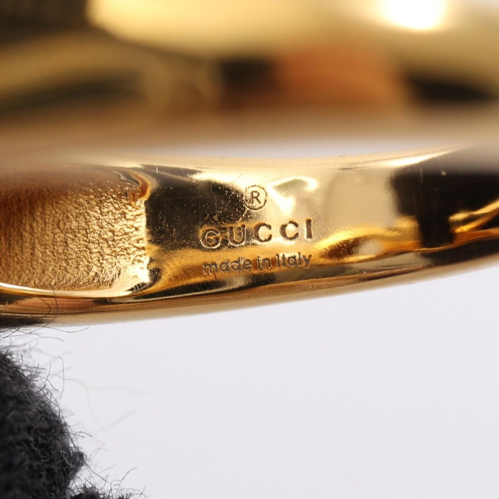 Gucci Ring Logo Line Stone Gold — view 4