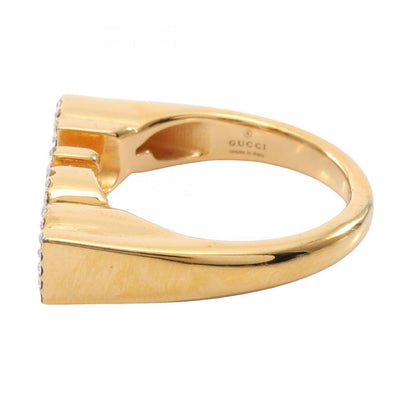 Gucci Ring Logo Line Stone Gold — view 2