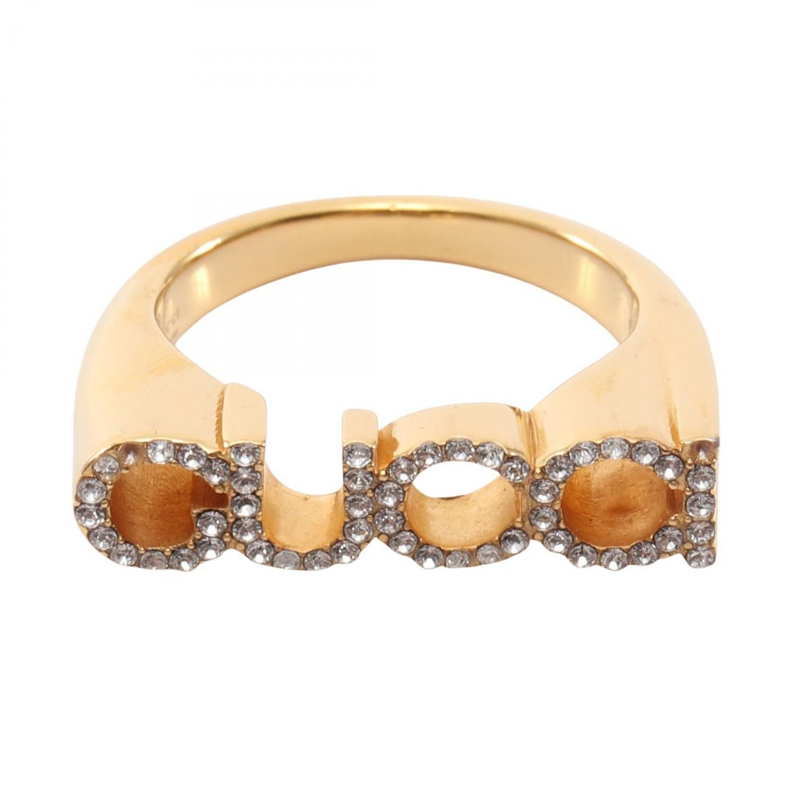 Gucci Ring Logo Line Stone Gold