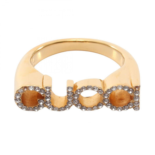 Gucci Ring Logo Line Stone Gold