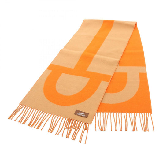 Hermes Scarf Grand Mall Beige Cashmere Orange